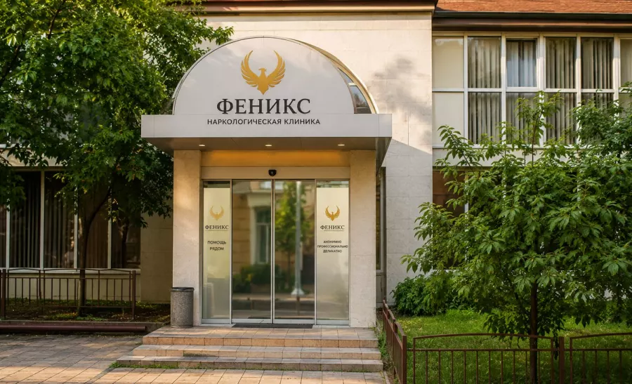 Вход в наркологическую клинику «Феникс» в Гурьевске